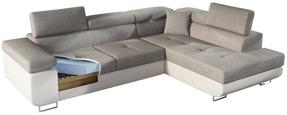 Anton Storage Sleeper Sectional Sofa - Emerald Green