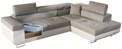 Anton Two-Tone Storage Sleeper Sectional Sofa - Grey/Black
