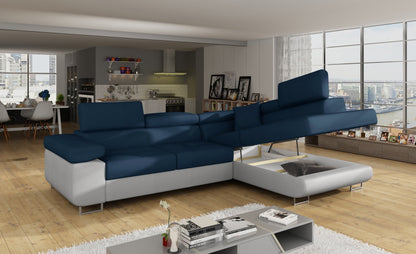 Anton Two-Tone Storage Sleeper Sectional Sofa - Navy/Grey