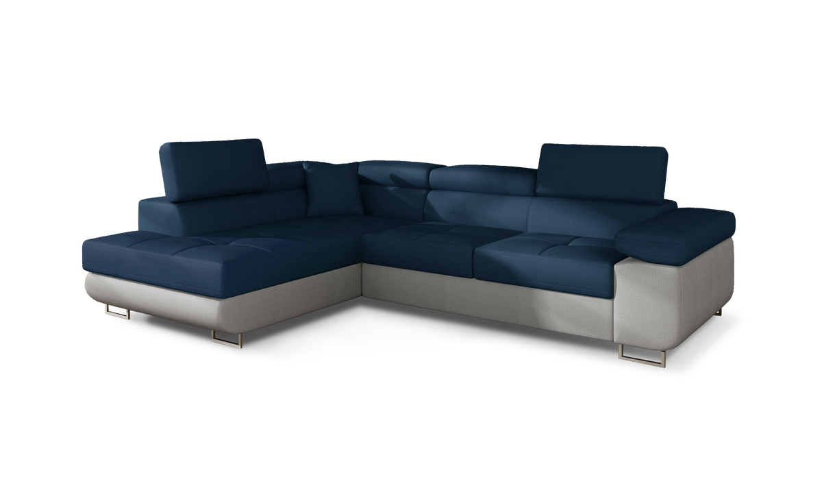 Anton Two-Tone Storage Sleeper Sectional Sofa - Navy/Grey