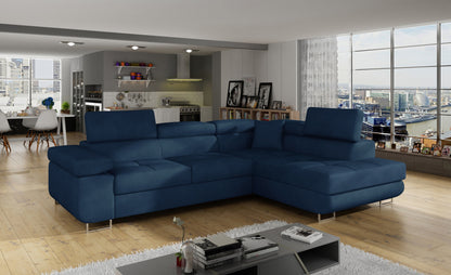 Anton Storage Sleeper Sectional Sofa - Navy Blue