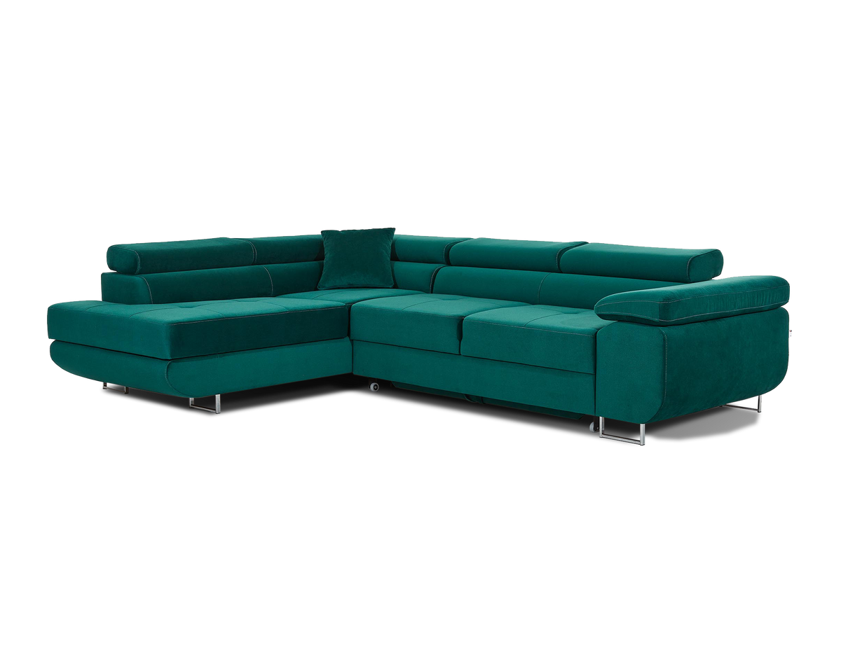 Anton Storage Sleeper Sectional Sofa - Emerald Green