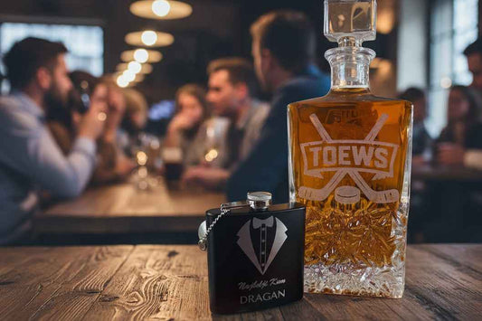 Personalized Rectangle Whiskey Decanter Set – Custom Engraved Decanter and Glasses for Men, Weddings, or Special Occasions
