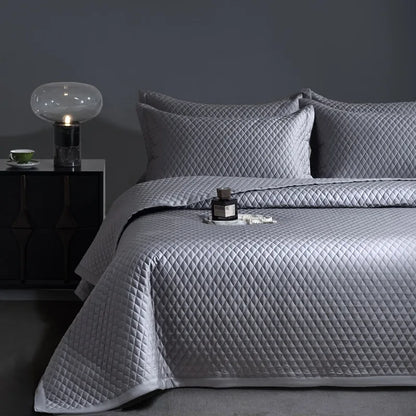 Avignon 3 Pc Light Weight Quilted Comforter Set - Champagne/Dark Grey/Beige/Steel Blue/Burgundy/White/Olive Green/Blush Pink