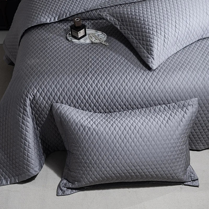 Avignon 3 Pc Light Weight Quilted Comforter Set - Champagne/Dark Grey/Beige/Steel Blue/Burgundy/White/Olive Green/Blush Pink