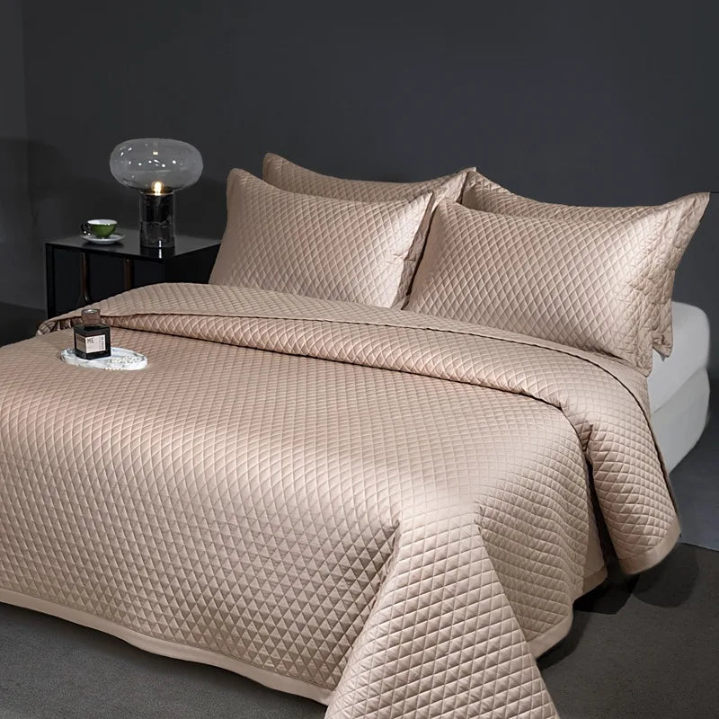 Avignon 3 Pc Light Weight Quilted Comforter Set - Champagne/Dark Grey/Beige/Steel Blue/Burgundy/White/Olive Green/Blush Pink