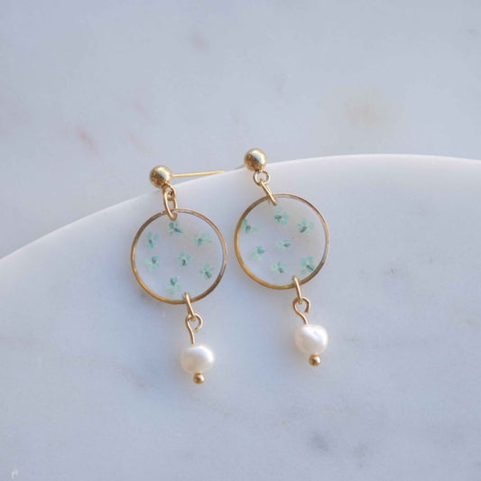 Boucles d’oreilles Perla - Estelle bleu- rond (moyen)