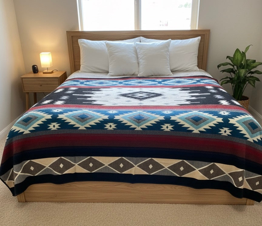 OLD TRIBES™  Star Path  Blanket(Black and Turquoise )