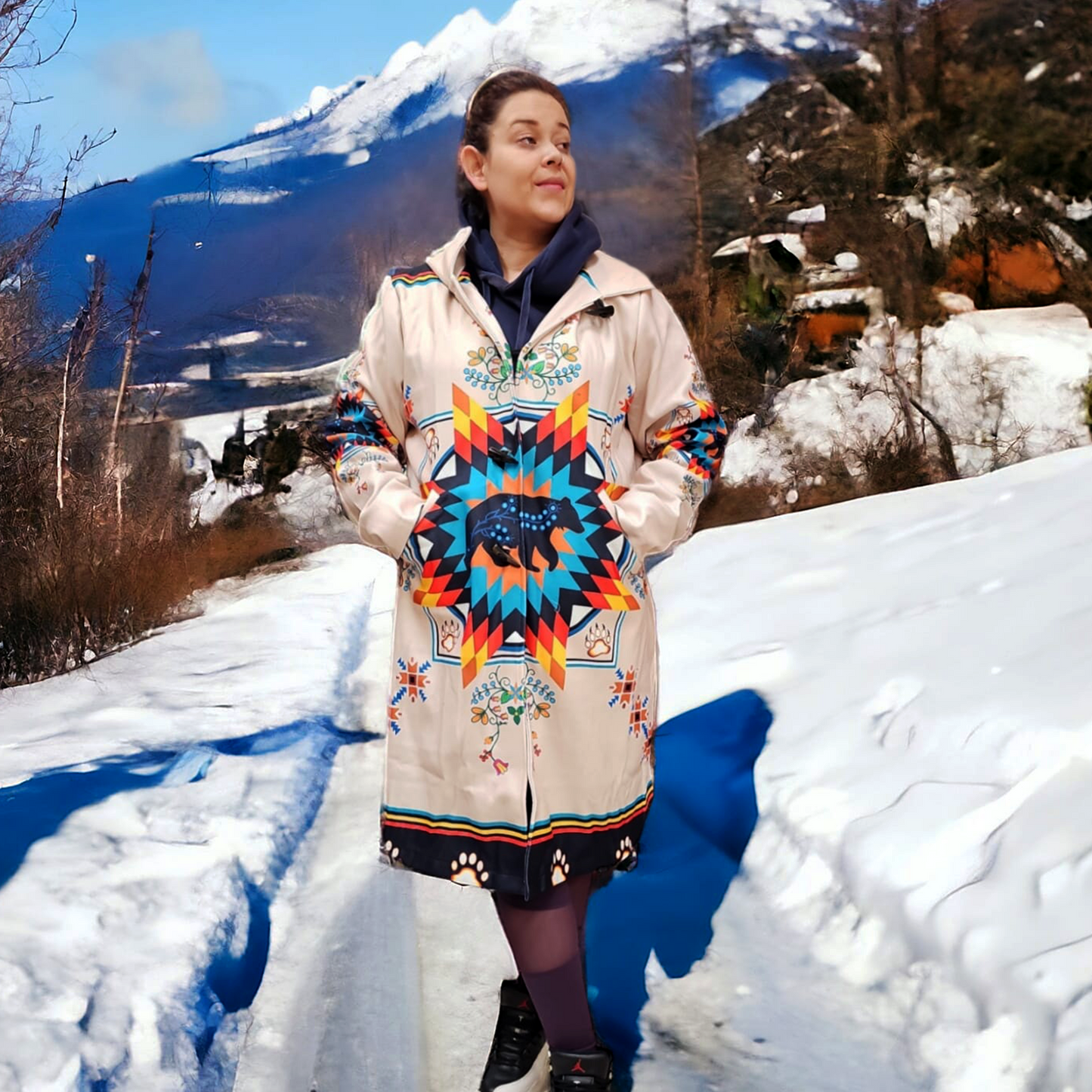 OLDTRIBES Courage bear  Long Coat (white)