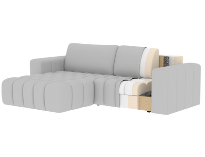 Bonett 4 Seater Storage Sleeper Chaise Sofa - Grey