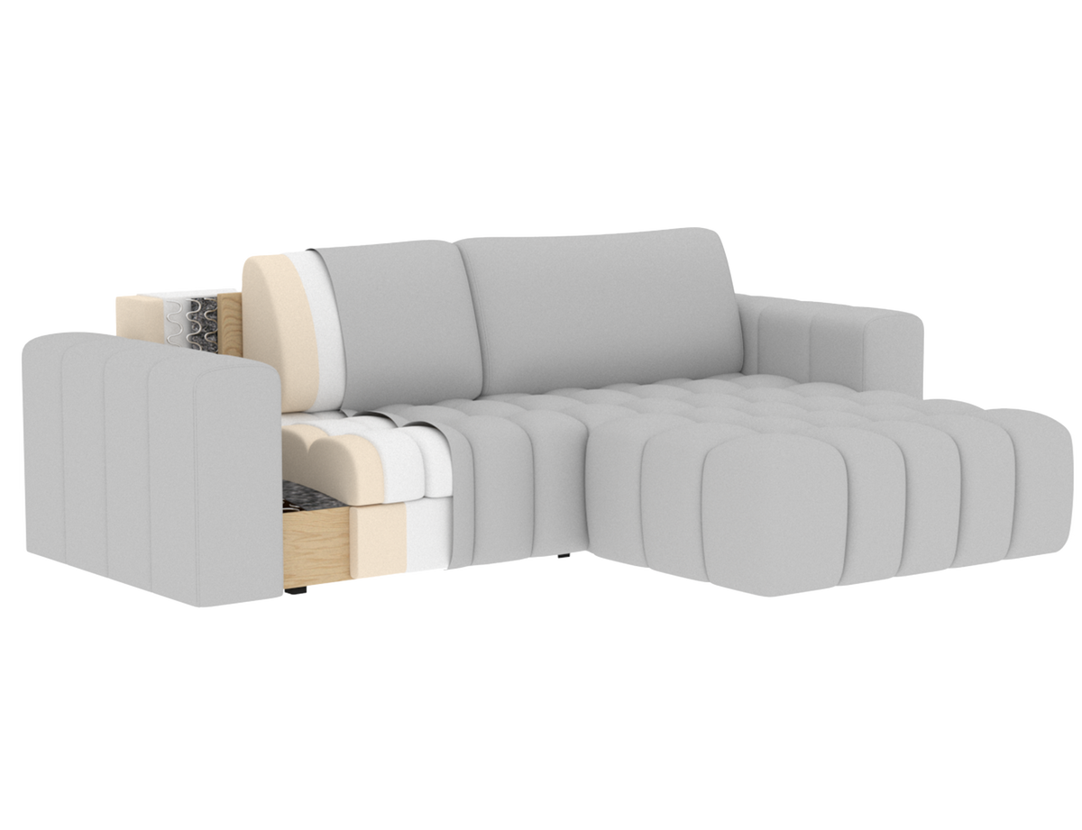Bonett 4 Seater Storage Sleeper Chaise Sofa - Grey