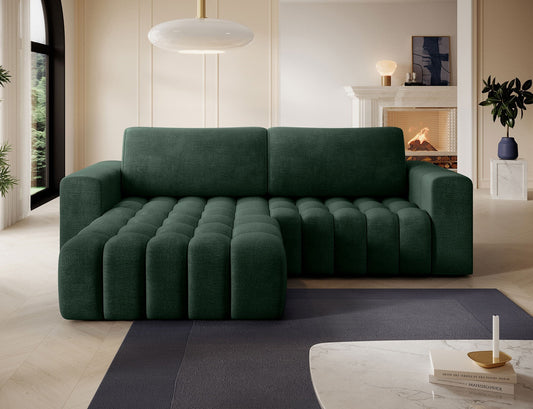 Bonett 4 Seater Storage Sleeper Chaise Sofa - Dark Green