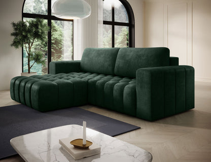 Bonett 4 Seater Storage Sleeper Chaise Sofa - Dark Green