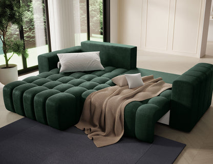 Bonett 4 Seater Storage Sleeper Chaise Sofa - Dark Green