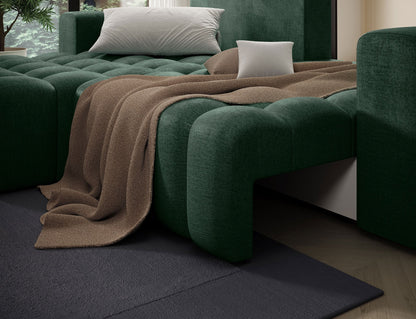 Bonett 4 Seater Storage Sleeper Chaise Sofa - Dark Green