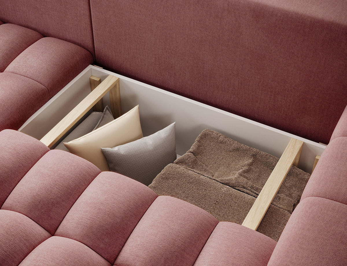 Bonett 4 Seater Storage Sleeper Chaise Sofa - Plum