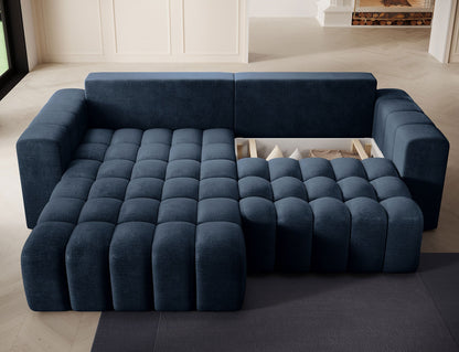 Bonett 4 Seater Storage Sleeper Chaise Sofa - Navy Blue