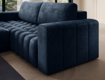Bonett 4 Seater Storage Sleeper Chaise Sofa - Navy Blue