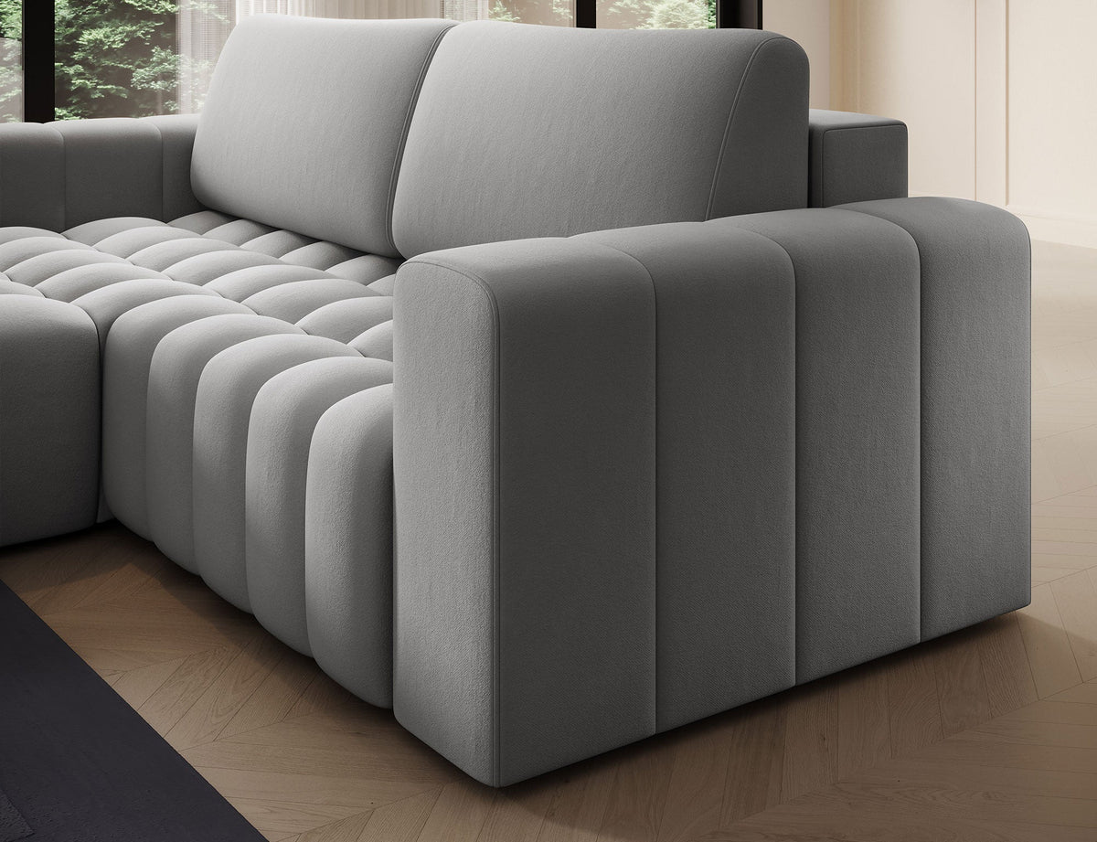 Bonett 4 Seater Storage Sleeper Chaise Sofa - Grey