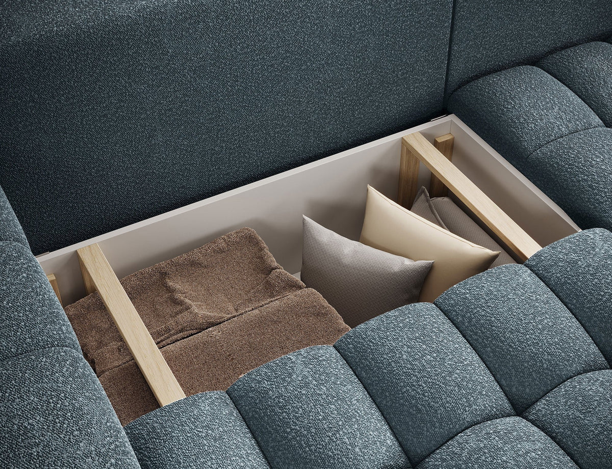 Bonett 4 Seater Storage Sleeper Chaise Sofa - Teal Blue