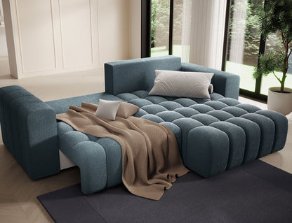 Bonett 4 Seater Storage Sleeper Chaise Sofa - Teal Blue