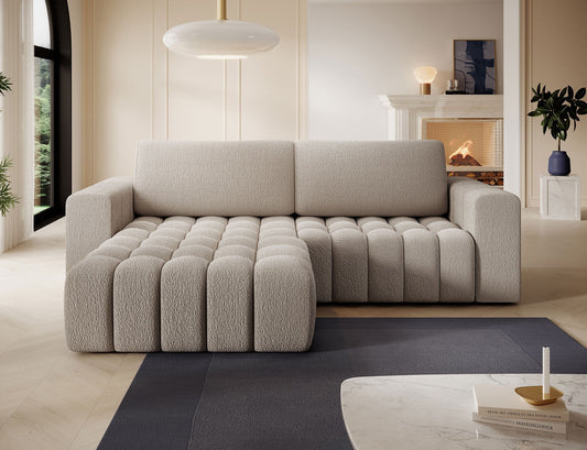 Bonett 4 Seater Storage Sleeper Chaise Sofa - Beige