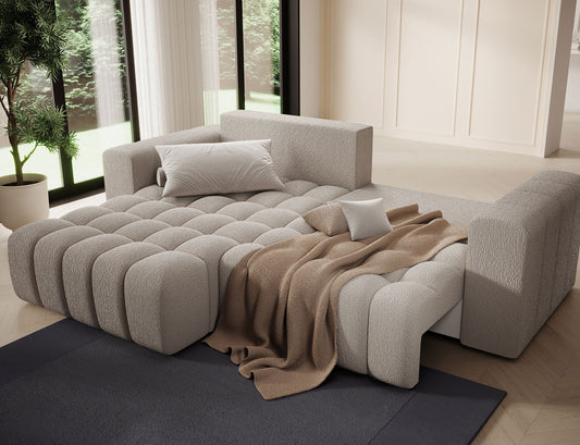 Bonett 4 Seater Storage Sleeper Chaise Sofa - Beige
