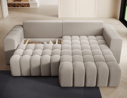 Bonett 4 Seater Storage Sleeper Chaise Sofa - Beige