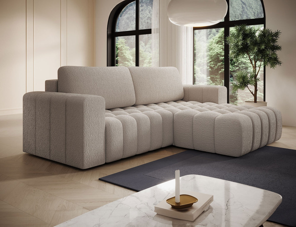 Bonett 4 Seater Storage Sleeper Chaise Sofa - Beige
