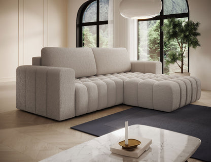 Bonett 4 Seater Storage Sleeper Chaise Sofa - Beige