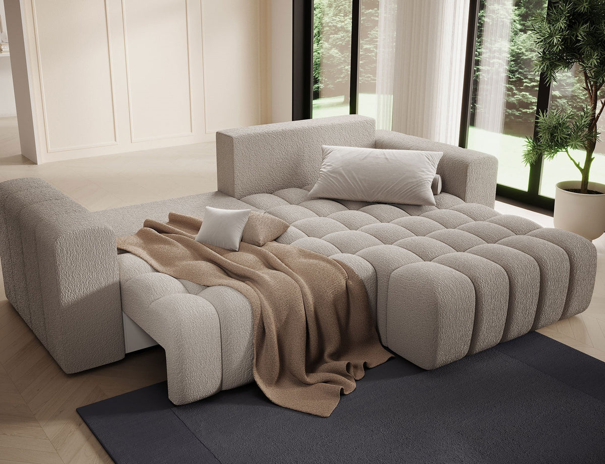 Bonett 4 Seater Storage Sleeper Chaise Sofa - Beige