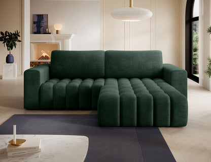 Bonett 4 Seater Storage Sleeper Chaise Sofa - Dark Green