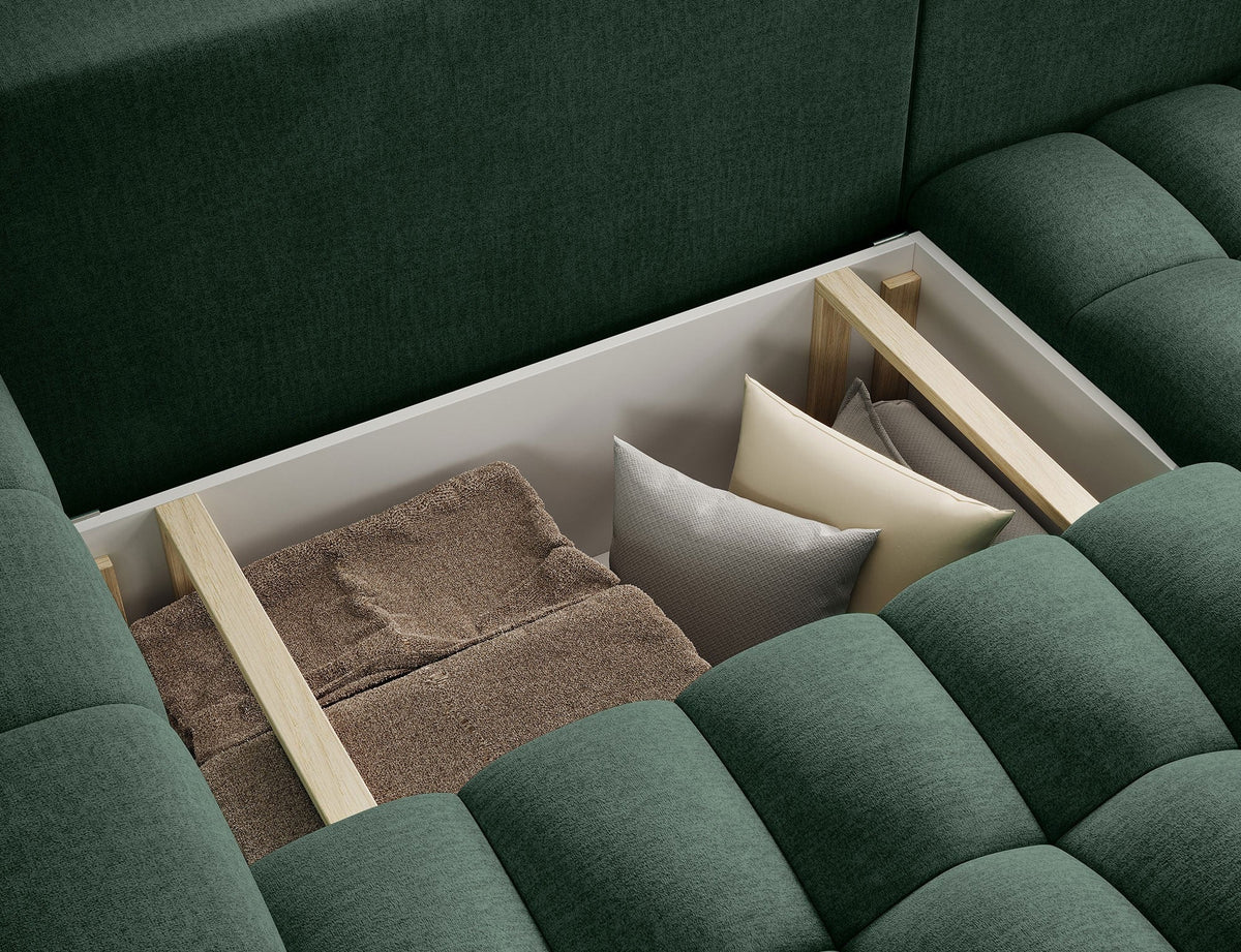 Bonett 4 Seater Storage Sleeper Chaise Sofa - Dark Green