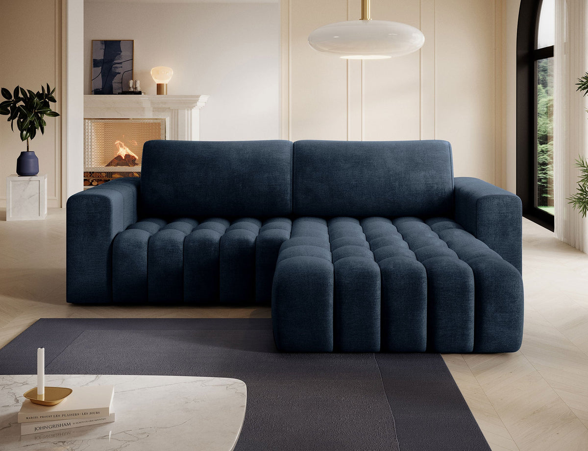 Bonett 4 Seater Storage Sleeper Chaise Sofa - Navy Blue