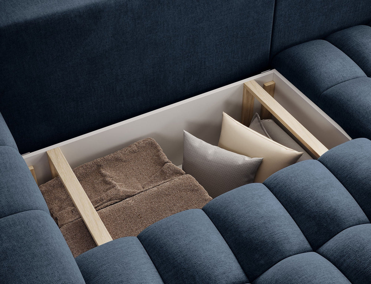 Bonett 4 Seater Storage Sleeper Chaise Sofa - Navy Blue