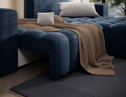 Bonett 4 Seater Storage Sleeper Chaise Sofa - Navy Blue