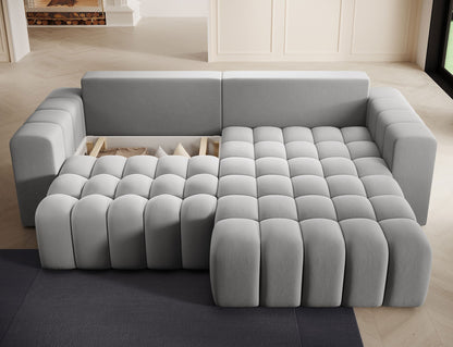 Bonett 4 Seater Storage Sleeper Chaise Sofa - Grey