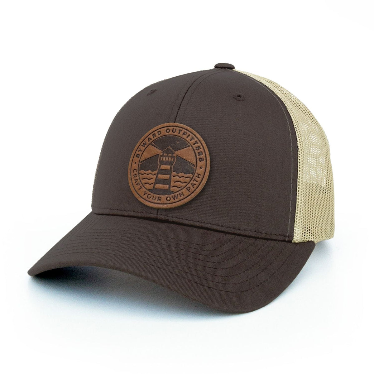 Maritime Lighthouse Leather Patch Trucker Hat
