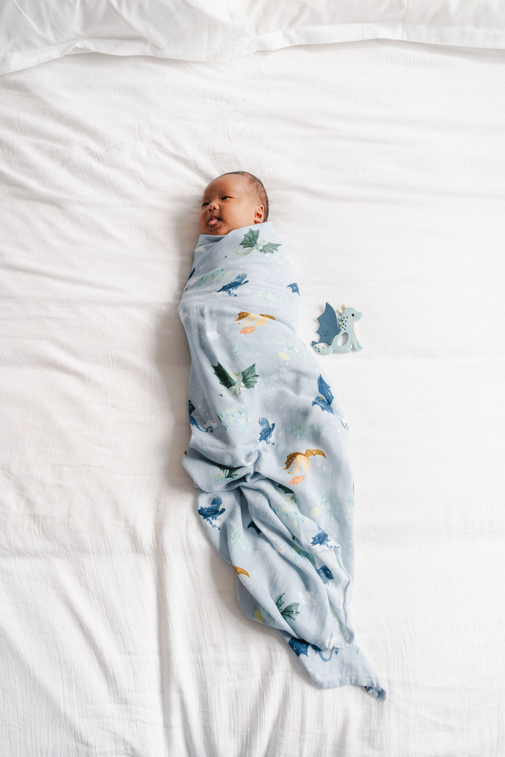 Baby Muslin Swaddle in Tanboocel® Bamboo Viscose - Magical Dragons
