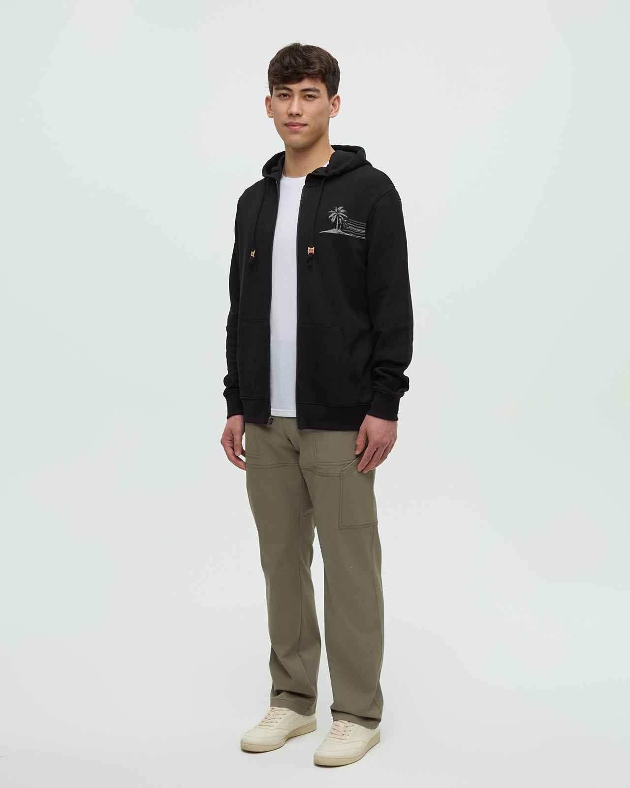 Haiti Striped Palm Zip Hoodie
