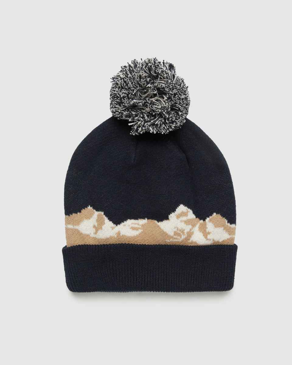 Mountain Scenic Pom Beanie