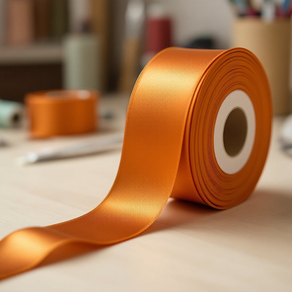 Satin Ribbon Double Face-Russet Orange #751- 3.8 cm Wide