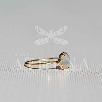 Moonstone Solitaire Ring in 14K Yellow Gold