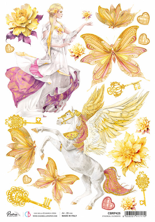 Rice Paper A4 Piuma Ethereal Elements - 5 Sheets
