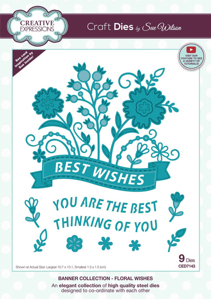 Creative Expressions Sue Wilson Floral Wishes Banner Craft Die
