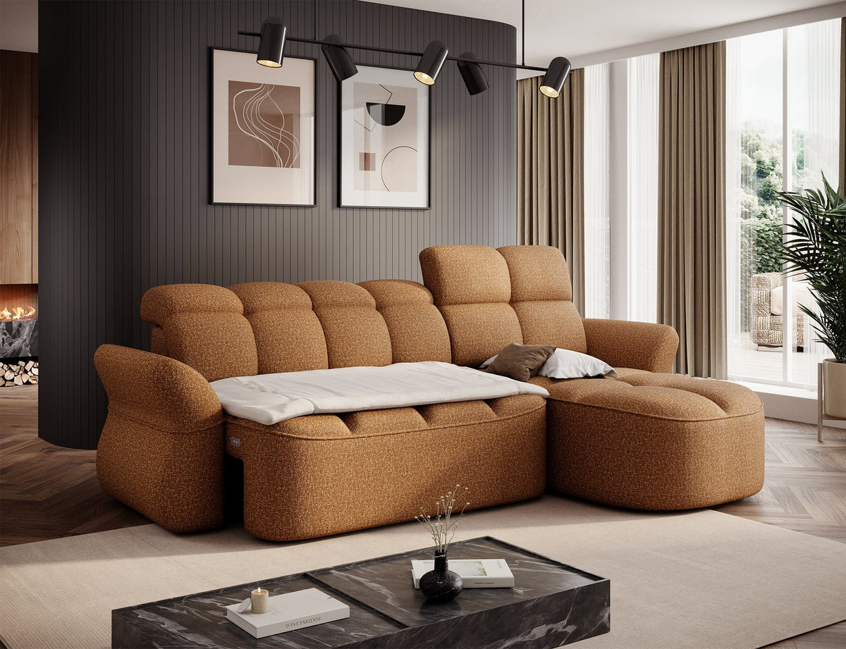 Beneth Storage Sleeper Chaise Sofa - Mocha Brown