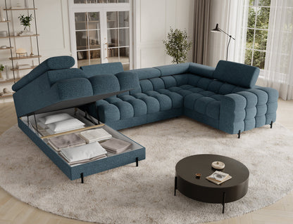 Fectory Sectional Storage Sleeper Chaise Sofa - Blue