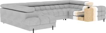 Fectory Sectional Storage Sleeper Chaise Sofa - Blue
