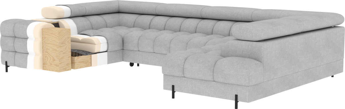 Fectory Sectional Storage Sleeper Chaise Sofa - Blue