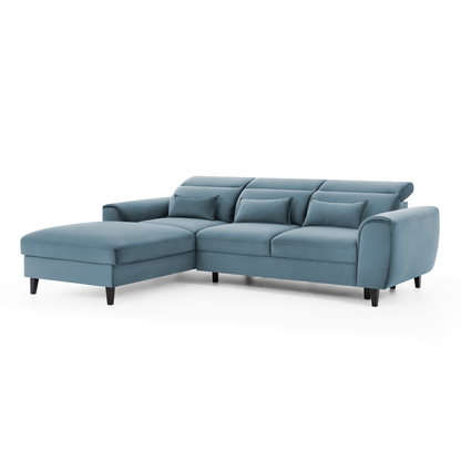 Foble Sectional Storage Sleeper Chaise Sofa - Aqua Blue